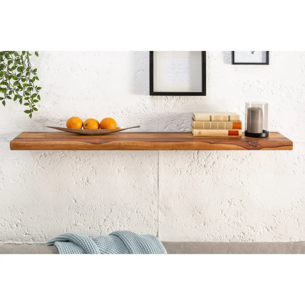 Sheesham Wood Floating Wall Shelf | Rustic Solid Wood Bookshelf | Wall Hanging Display Shelf for Home Decor
