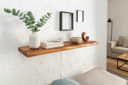 Sheesham Wood Floating Wall Shelf | Rustic Solid Wood Bookshelf | Wall Hanging Display Shelf for Home Decor