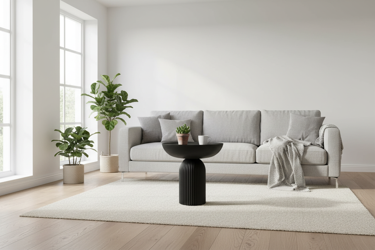 Samurai coffee table black finish in Scandinavian living room