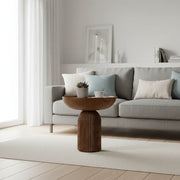 Samurai coffee table walnut finish in Scandinavian living room