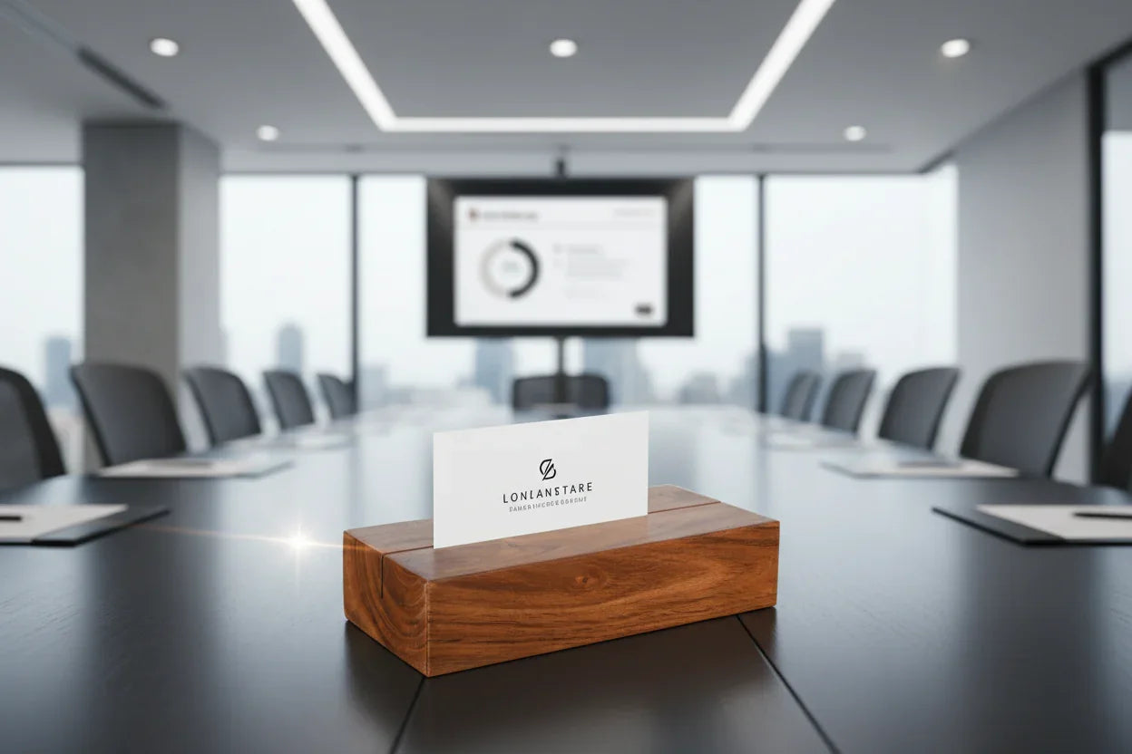 Block card holder on conference table