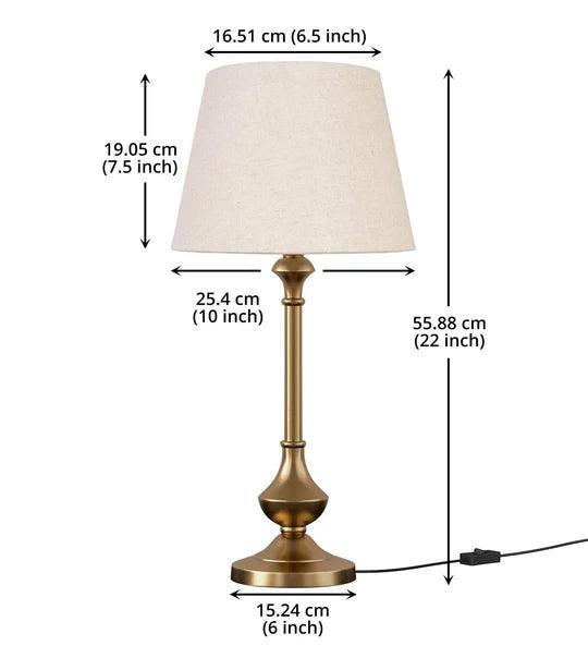 Brass Table Lamp with Off White Lampshade For Living Room | Bedroom Table Lamps