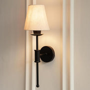 Black Polished Finish Spacer Wall Lamp with Off White Shade