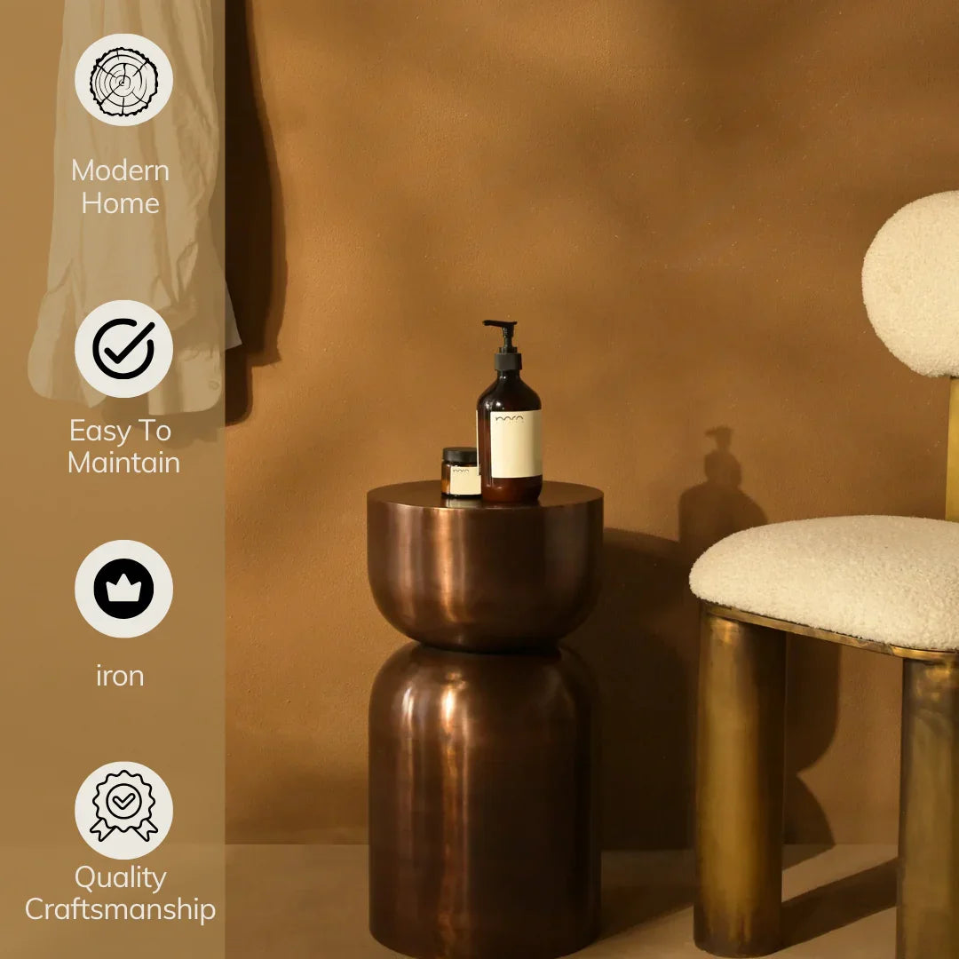 Sorelle Side Table | Antique Brass Iron Accent Table for Living Room