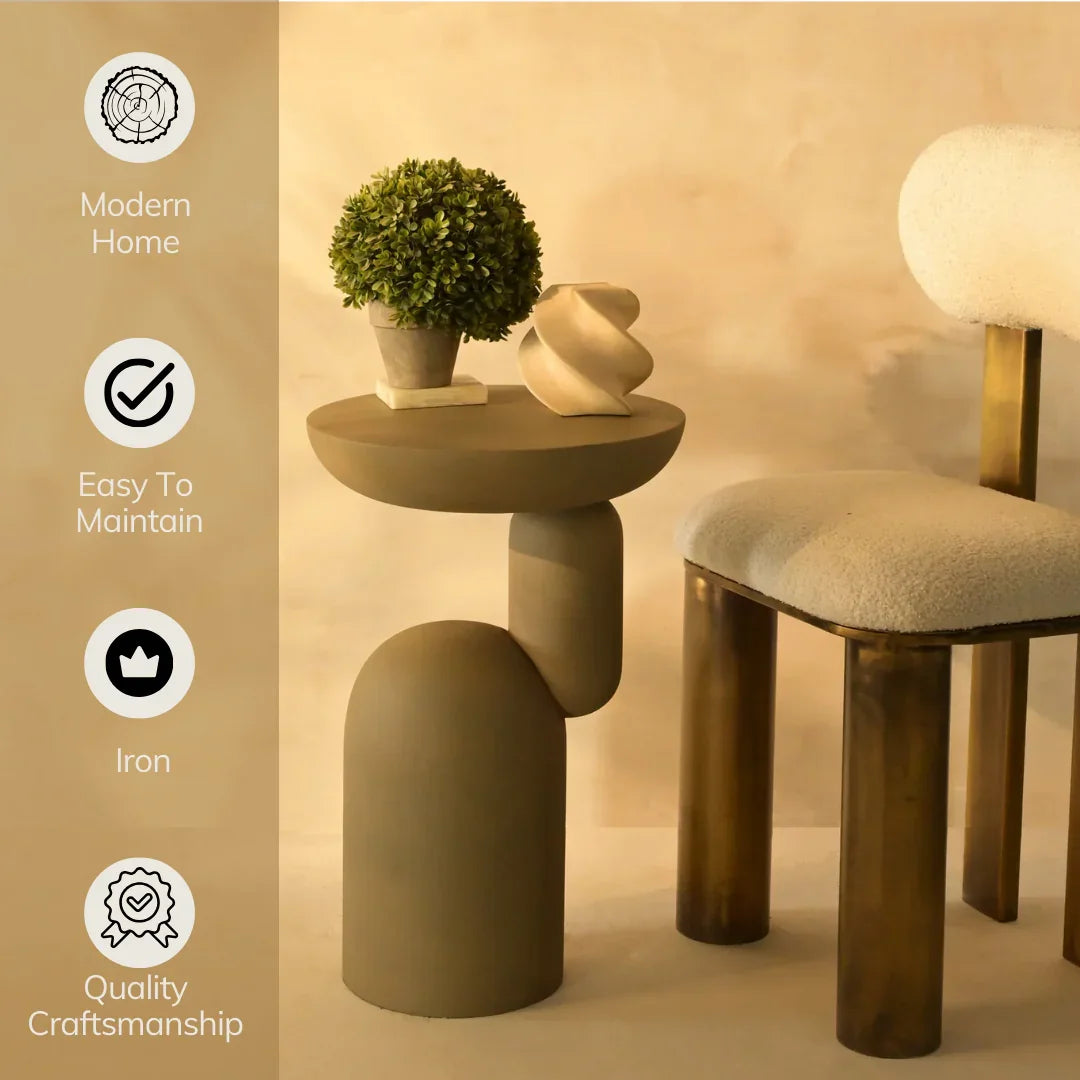 Grove Sculptural Side Table for Living Room | Designer Accent Table | Antique Corner Table