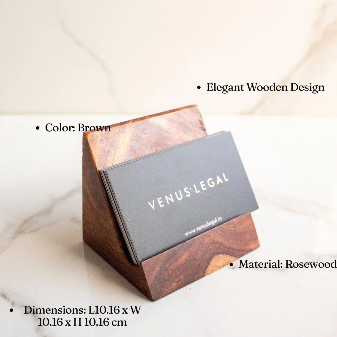 Slope Wooden Mobile Stand & Card Holder | Rosewood Desk Organizer for Office & Home