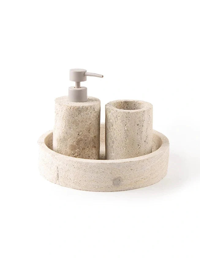 Dispenser Set - Indian Travertine
