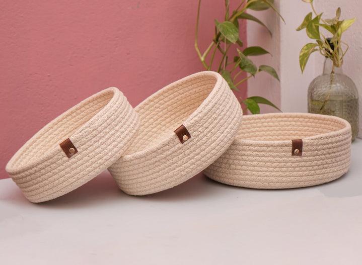Nesting Basket Set of 3 | Storage Baskets | Multipurpose Handmade Cotton basket