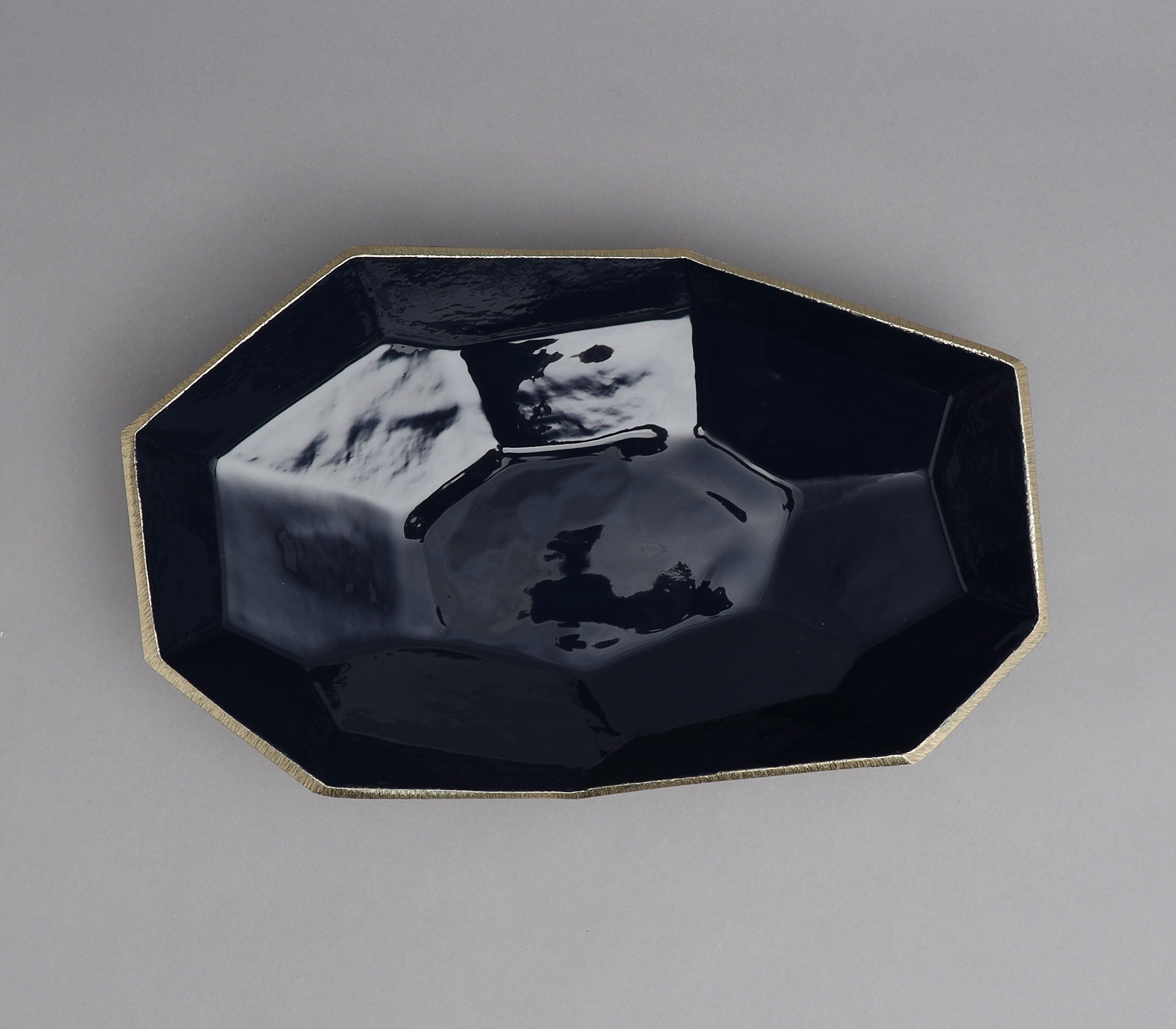 Aberrant Platter | Brushed Gold Finished and Blue Enamelled