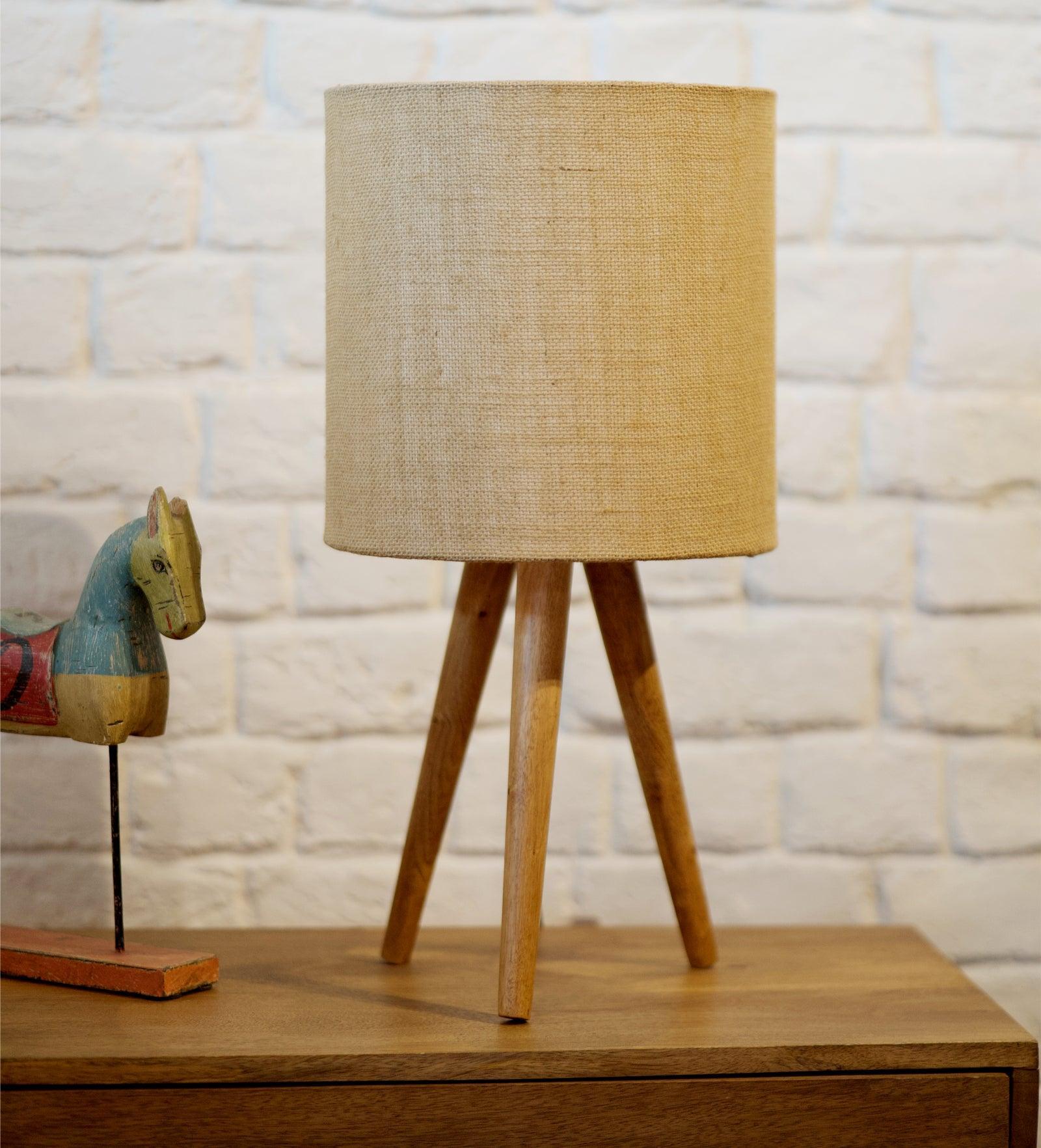 Natural Wood & Jute Table Lamp | Home Decor Lamp | Table Lamps for Living Room