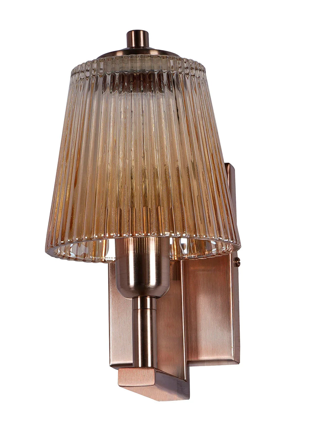 Modern Copper and Glass Ribbed Wall Sconce
