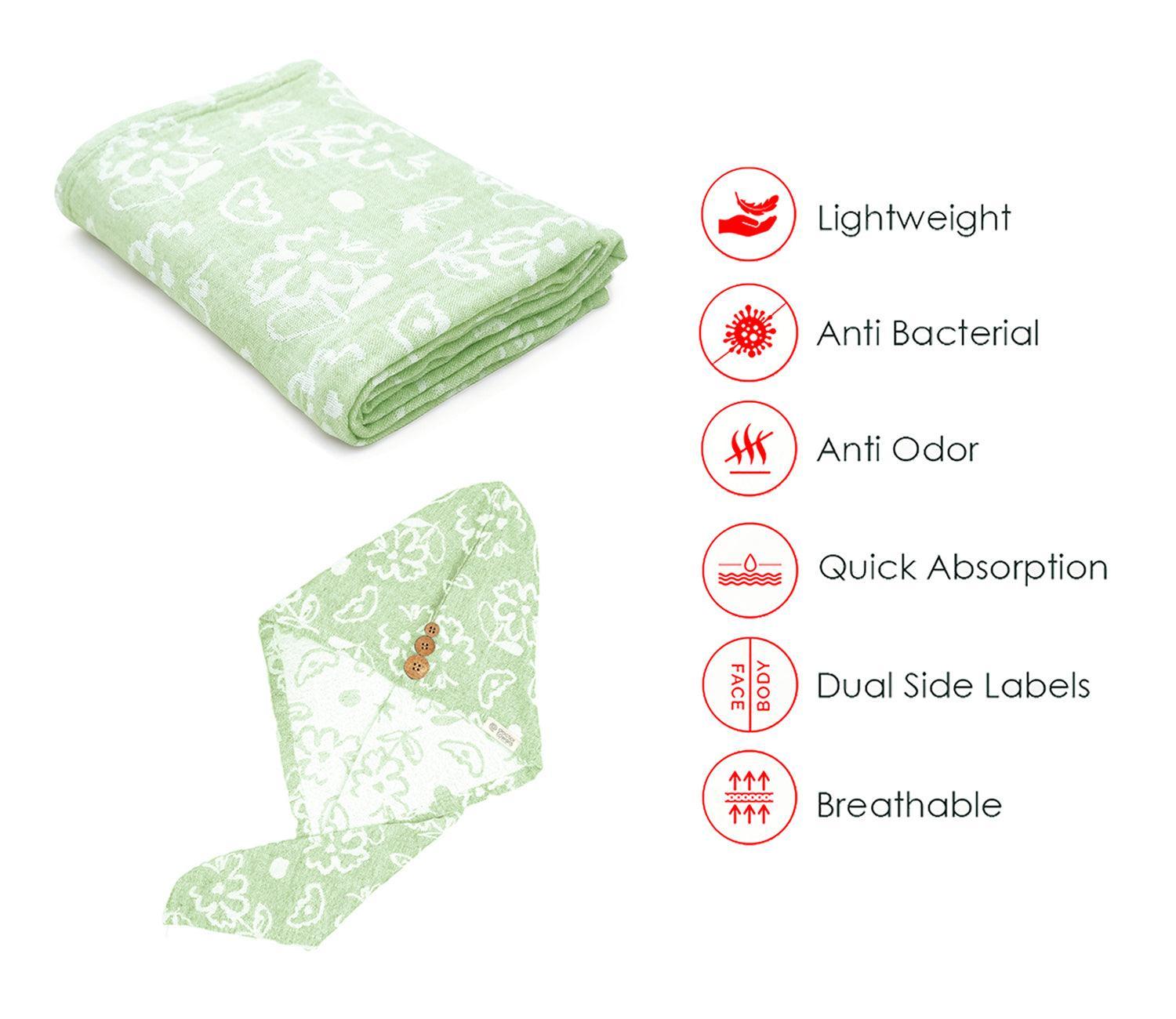 Banana Floral Bath Towel + Hair Towel Combo Assorted Pack of 2