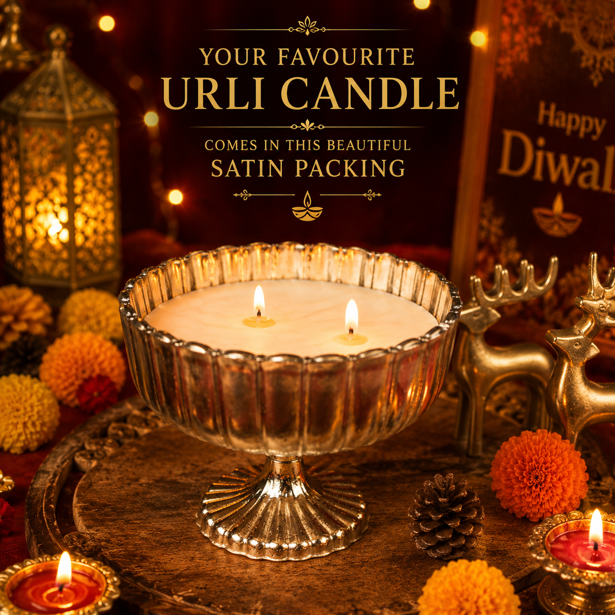Silver Shimmer Urli Decorative Candle