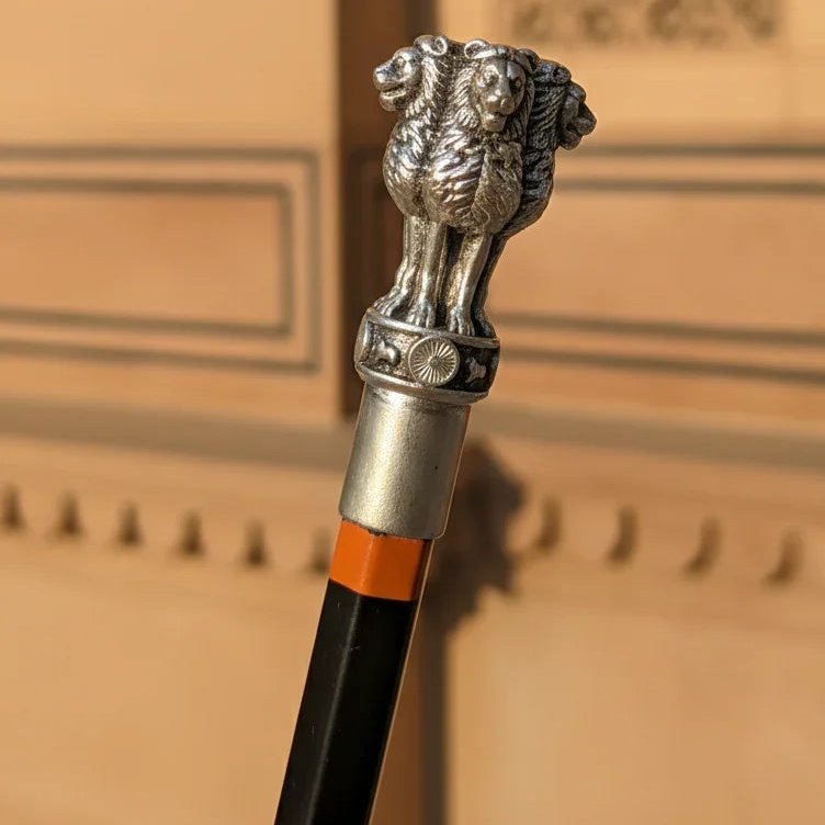 Pure Silver Plated Brass Ashoka Pillar Pencil Topper