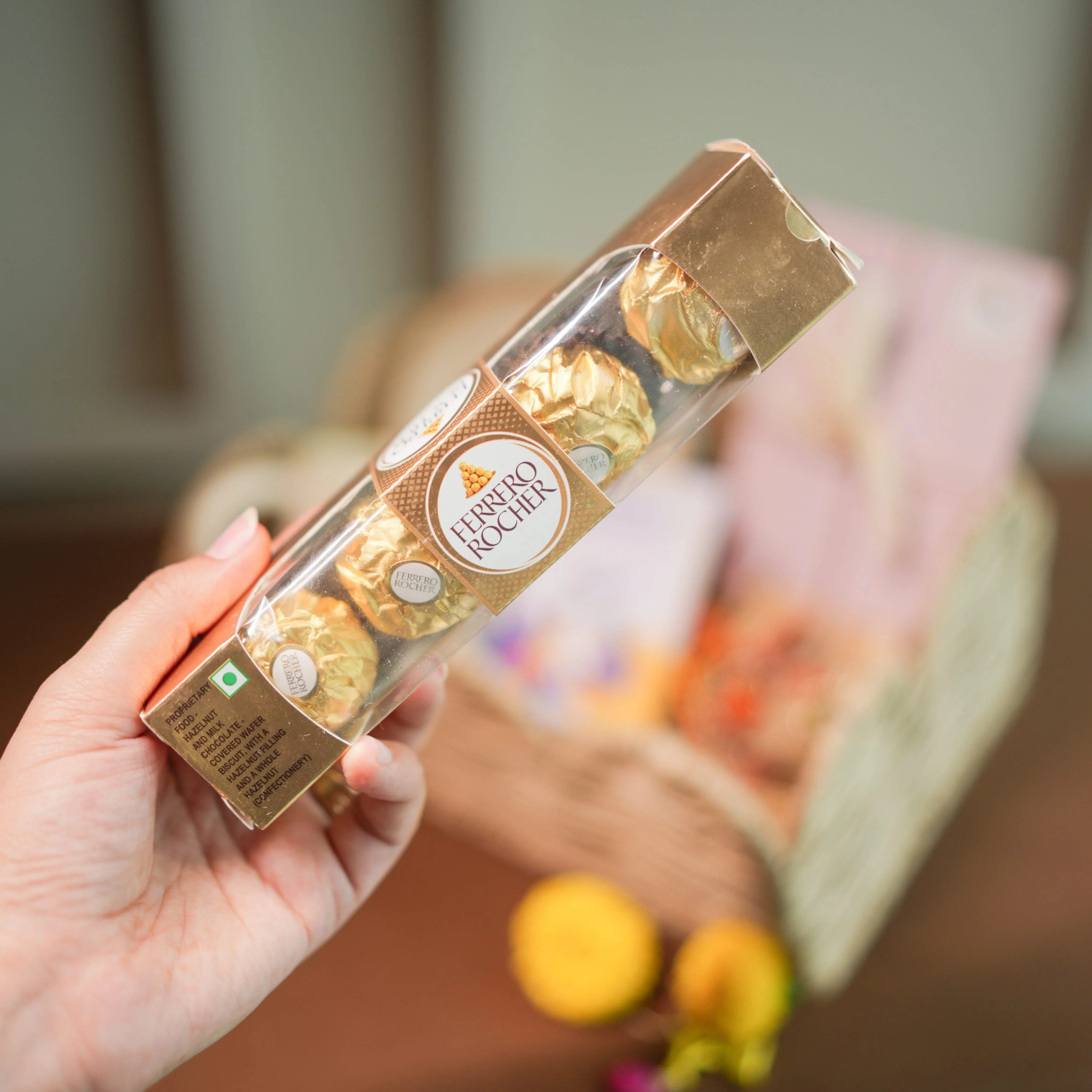 Minimal Evil Eye Rakhi Hamper for Sister | Designer Cup & Saucer Set, Roli Chawal & Fancy Basket