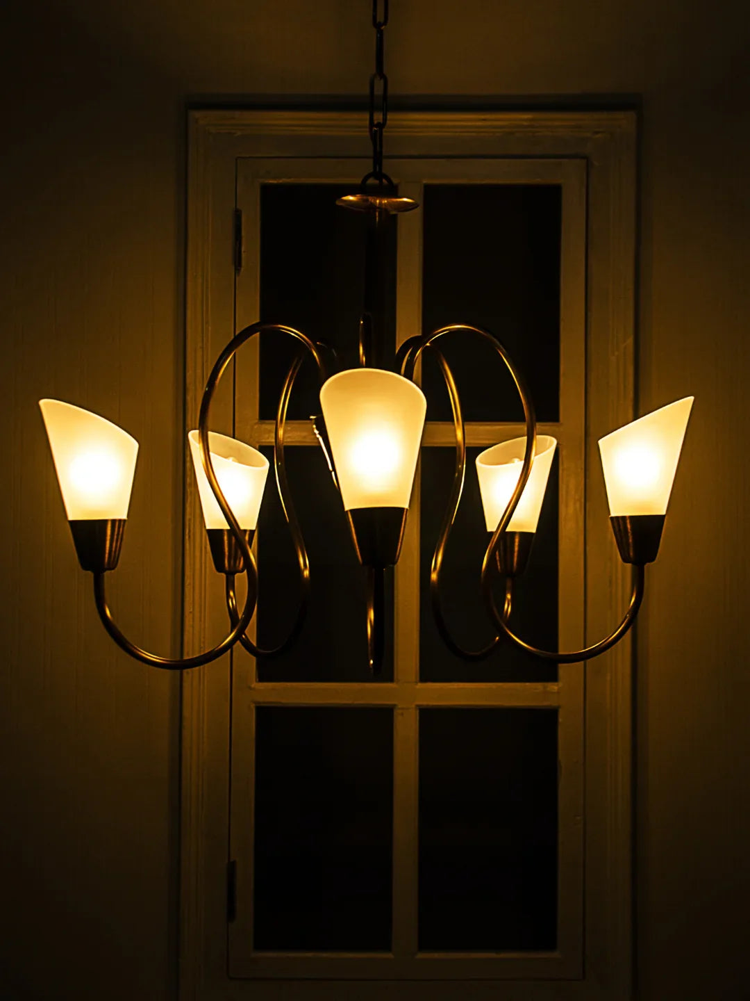 Modern Cone Antique Brass Chandelier