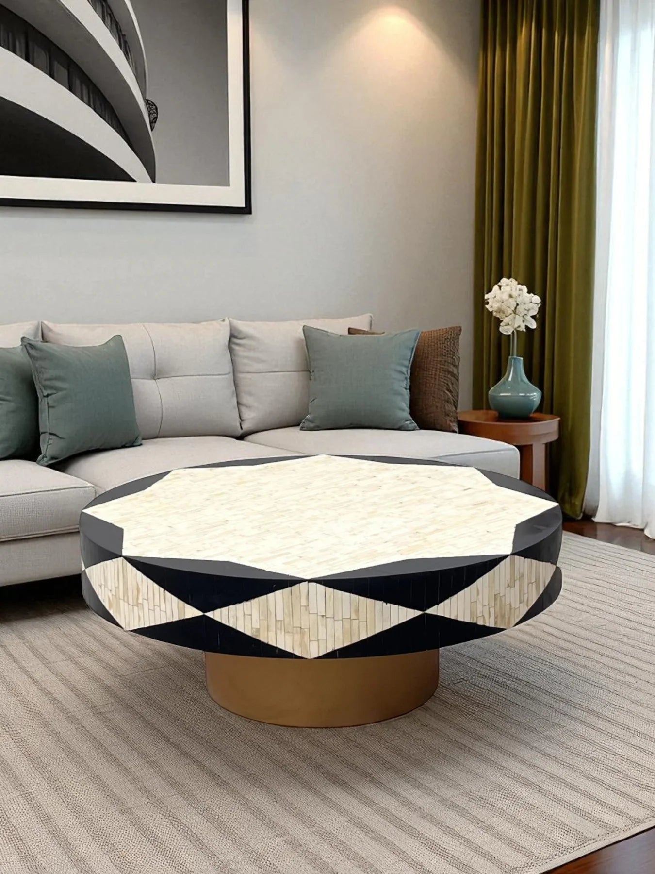 Philly Inlay Round Coffee Table -Eliza