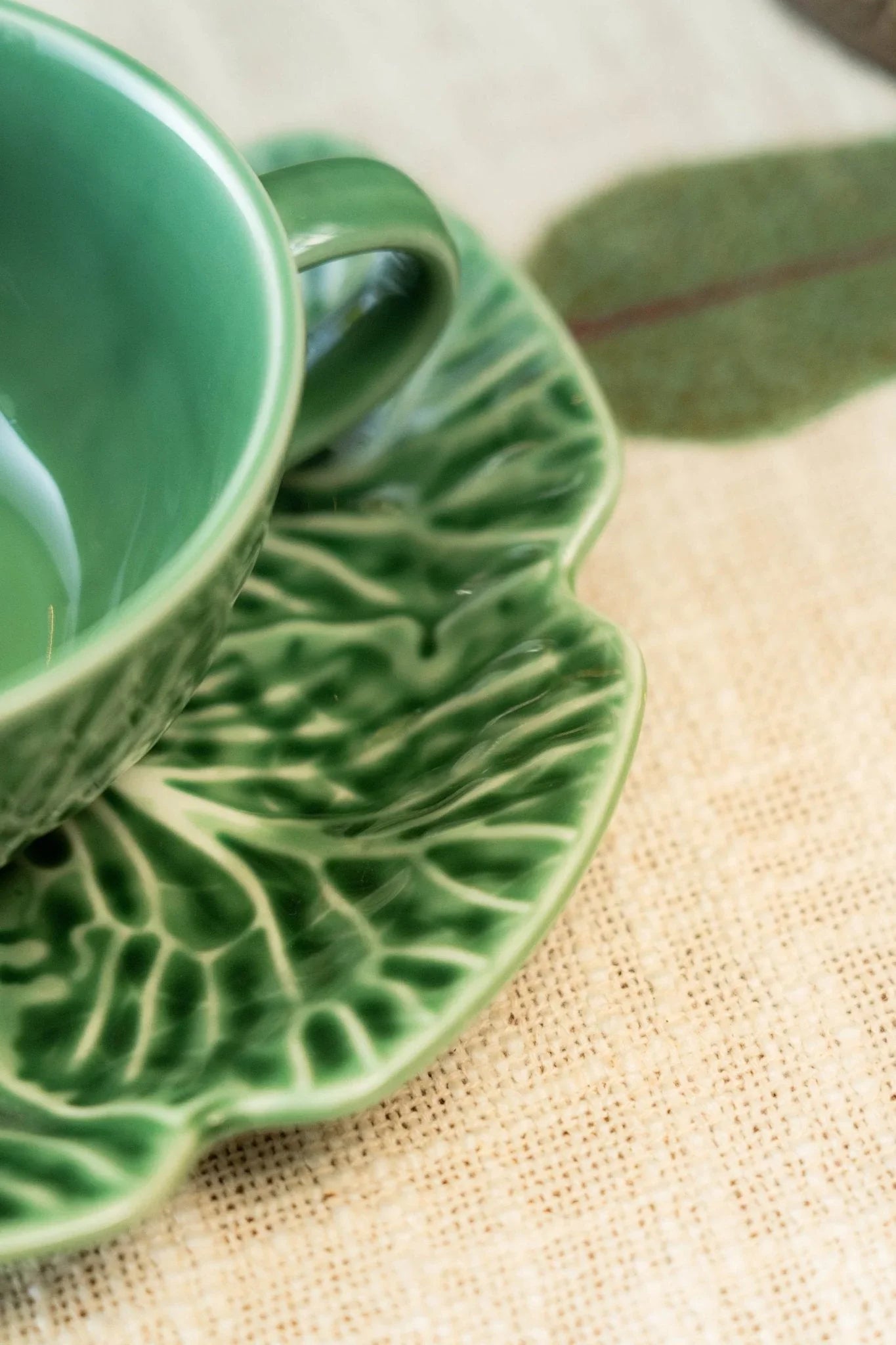 Parna Tea Cup & Saucer Set | Premium Green Stoneware Ceramic Tableware for Elegant Tea Rituals