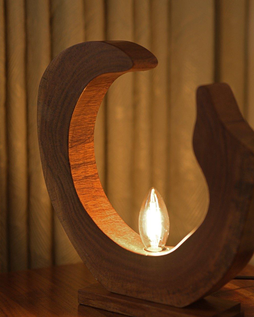Moon Table Lamp | Wooden Stand Light| Night Lamp For Bedroom