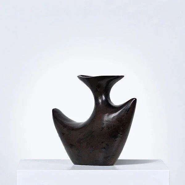 Flight of Prosperity - Black Terracotta Flower Vase