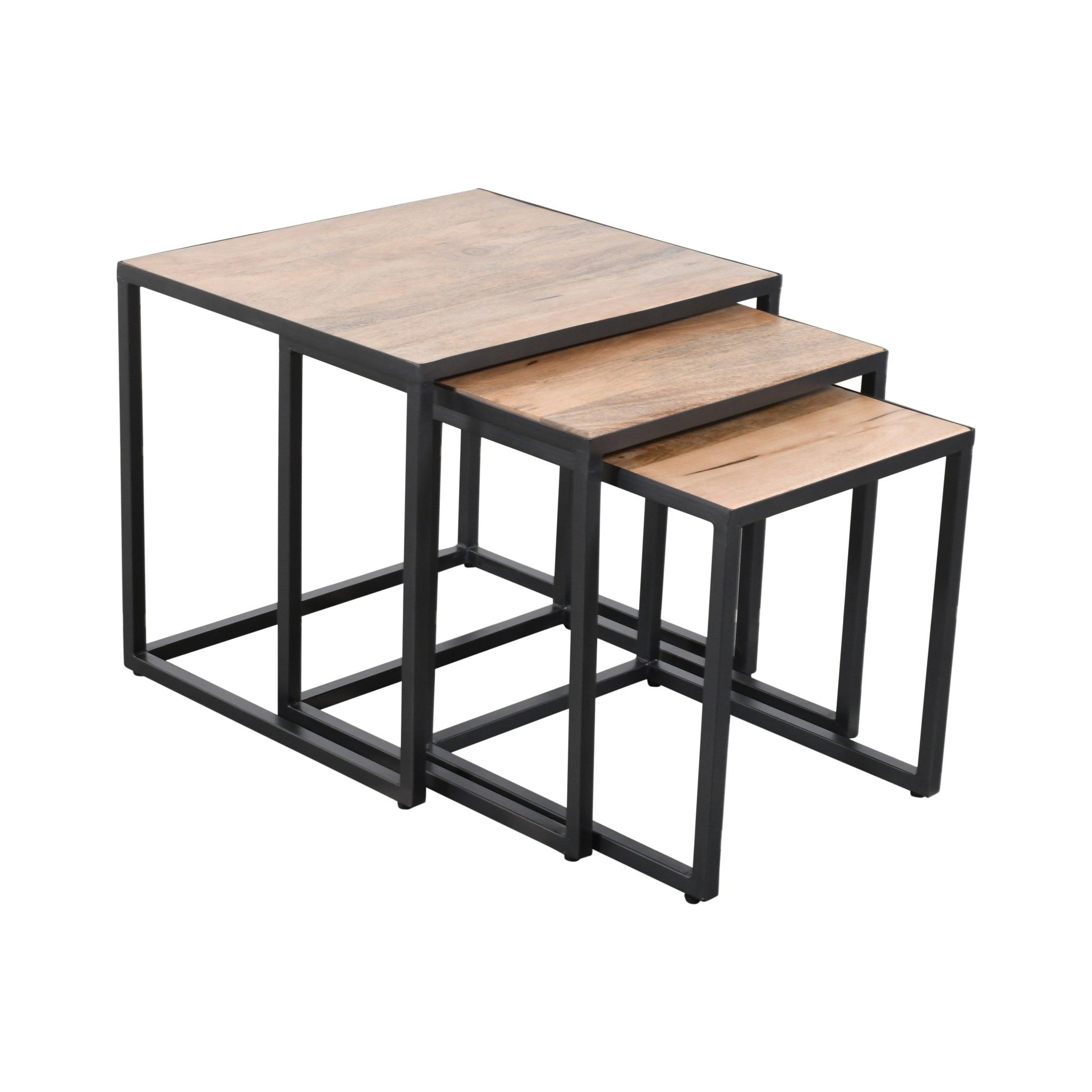 Vianna Set of 2 Nesting Table | Mango Wood Nest of Tables | Wooden Tea Table