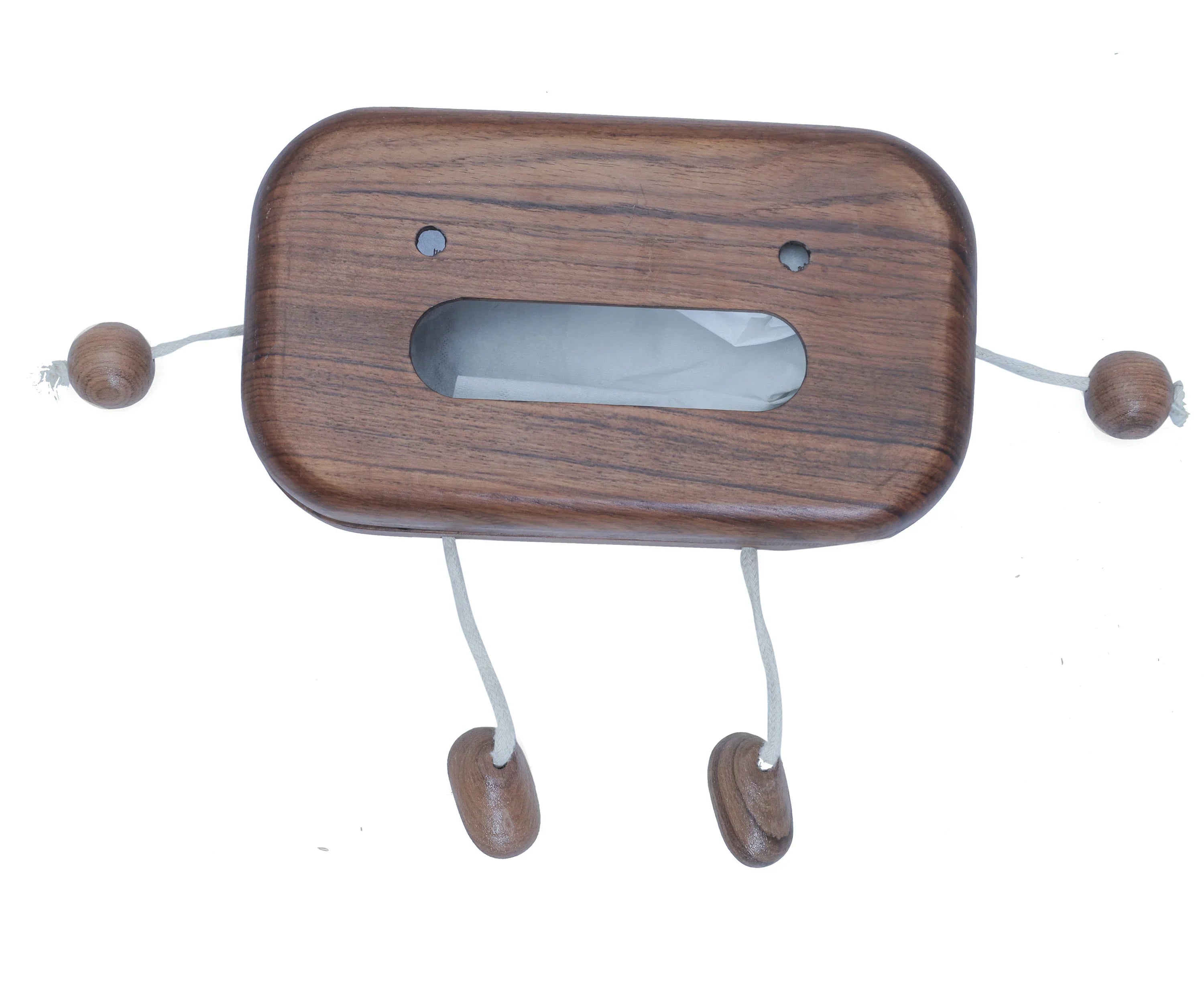 Handcrafted Wooden Robot Face Tissue Box