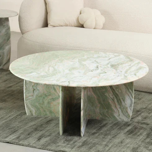 Raio Jupiter Coffee Table for Living Room | Luxury Green Marble Table for Modern Homes