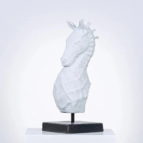 Steed Abstract - White Fiber Horse Head Sculpture