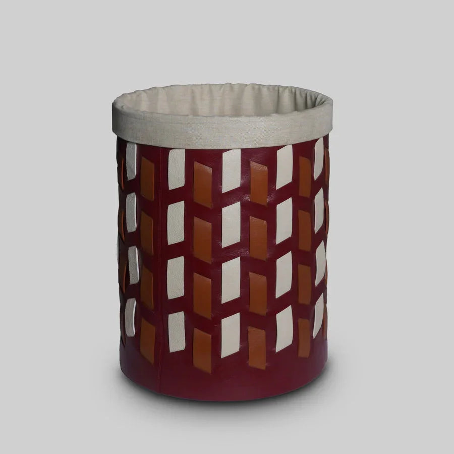 The Tresso Laundry Basket | Maroon, Tan, White