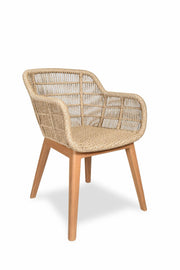 Amora Teakwood Rattan Dining Chair | Luxury Wooden Chair for Dining Room & Indoor-Outdoor Use