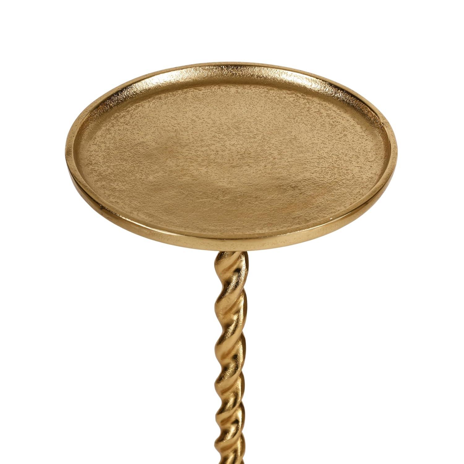 Golden Spiral Sofa Side Table for Living Room | Designer End Table | Decorative Corner Table