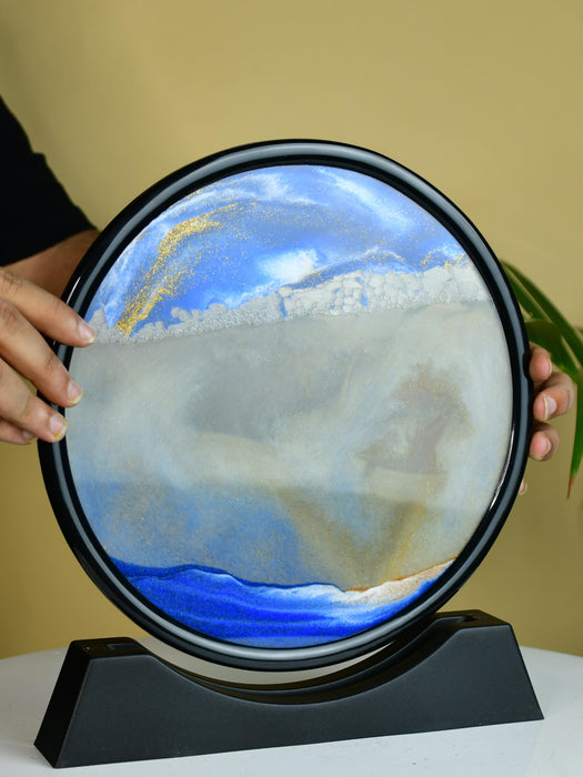 Circular Glass Sand Art – Elegant Moving Sand Sculpture for Trendy Home Decor & Gifts