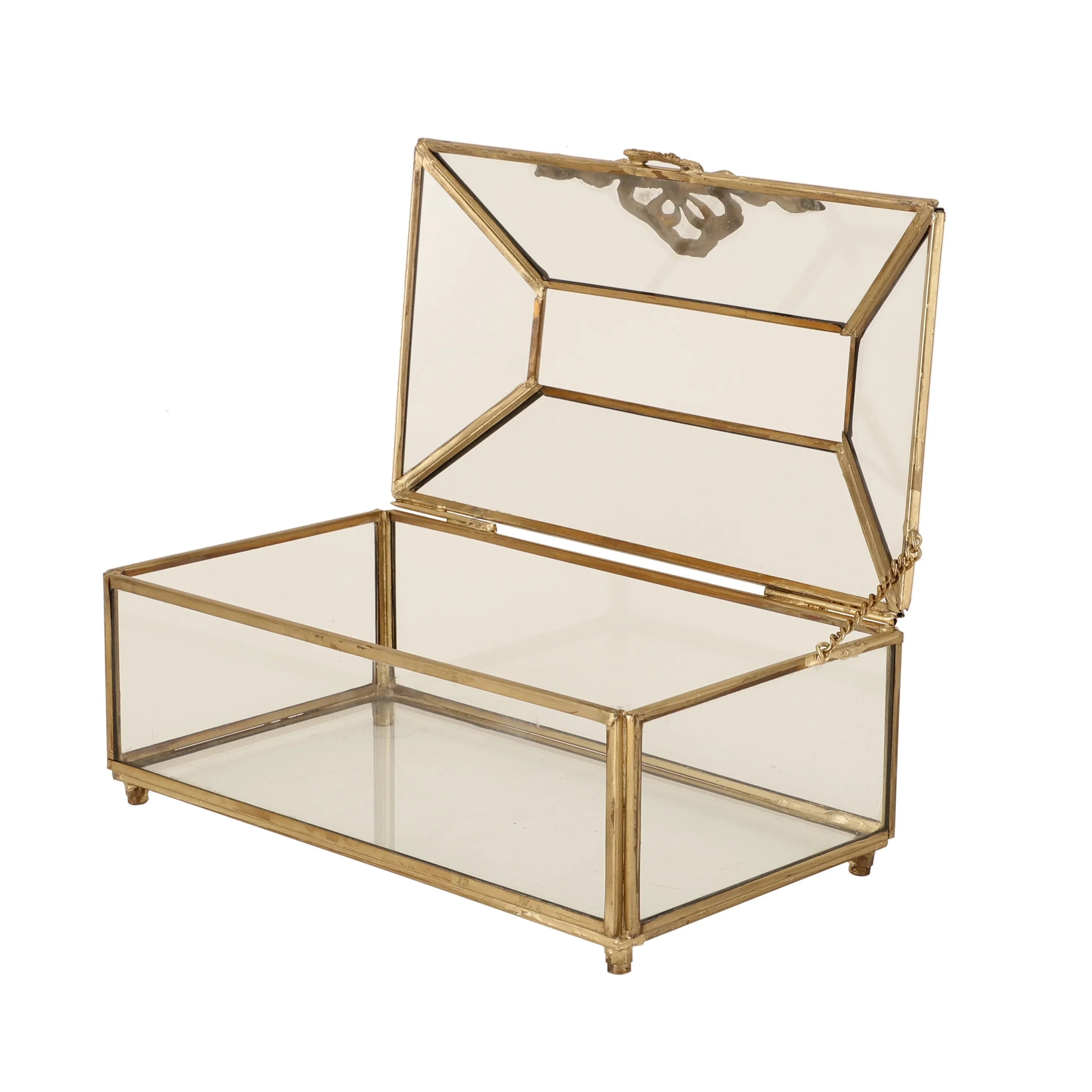 Royal Crown Brass & Glass Napkin Box