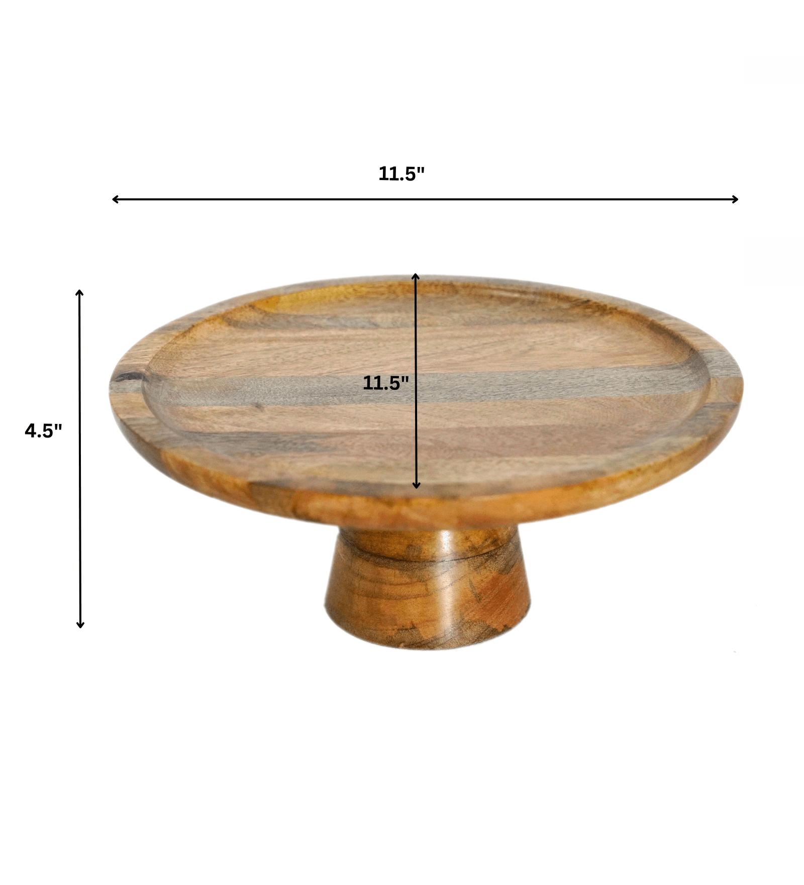 Wooden Rotating Cake Stand | Large Round Dessert & Pizza Platter for Cake Cutting & Serving