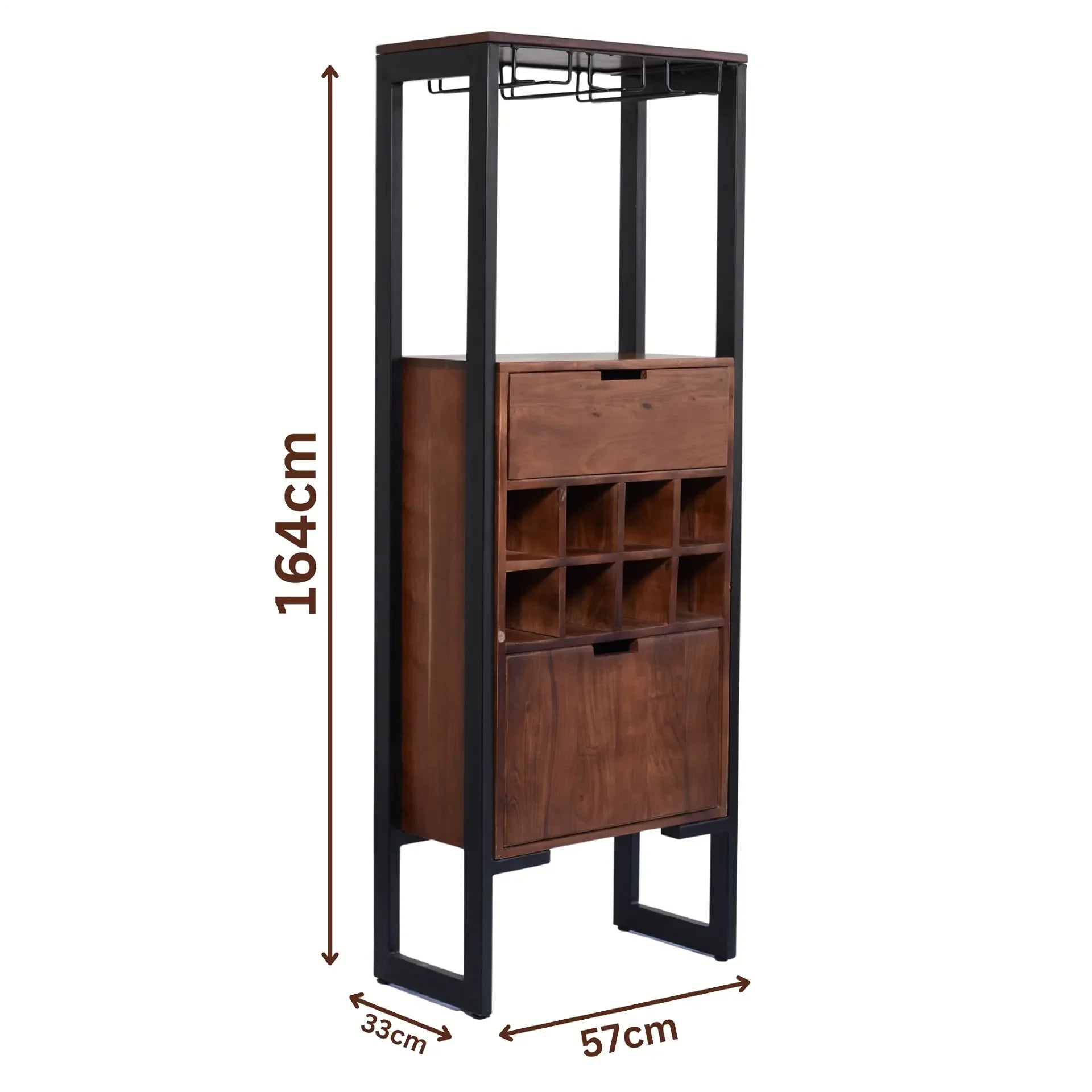 Penny Bar Cabinate | Metal + Acacia Wood