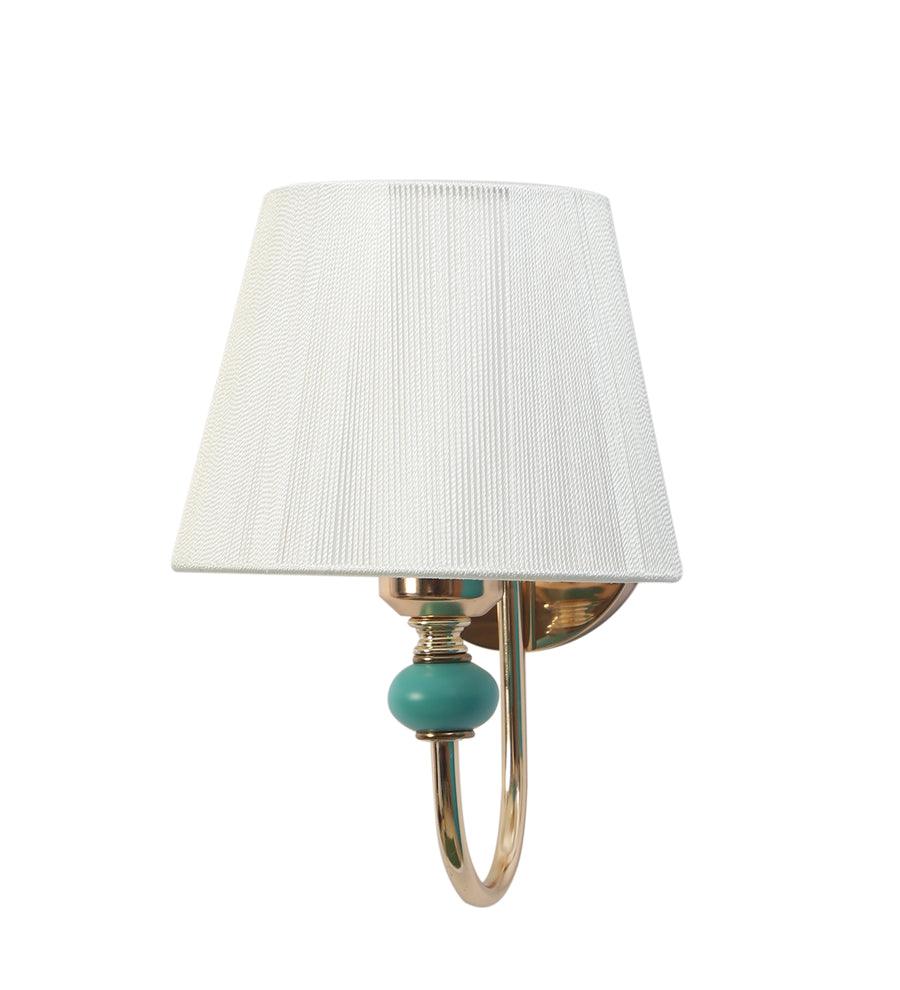 Modern Gold Wall Light with Off-White Fabric Shade | E27 Holder Wall Lamp for Bedroom & Living Room