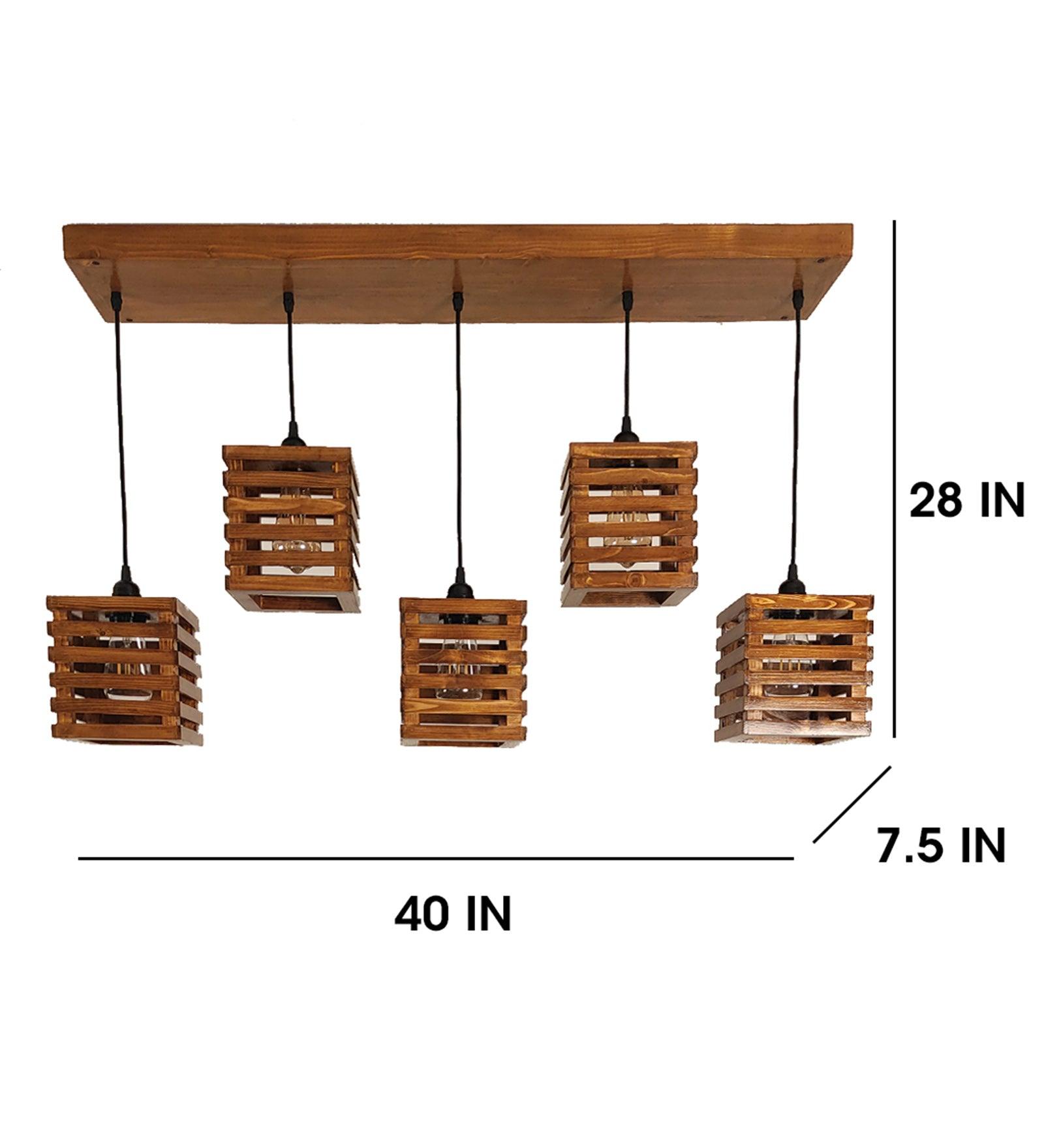 Lyon Brown Wooden 5 Series Hanging Lamp