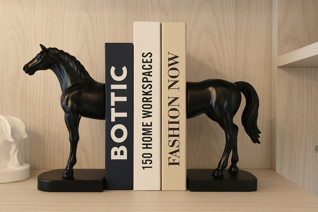 Premium Half Horse Resin Bookends | Heavy-Duty Decorative Book Holder for Shelves, Desks &amp; Tables | Artistic Book Holder