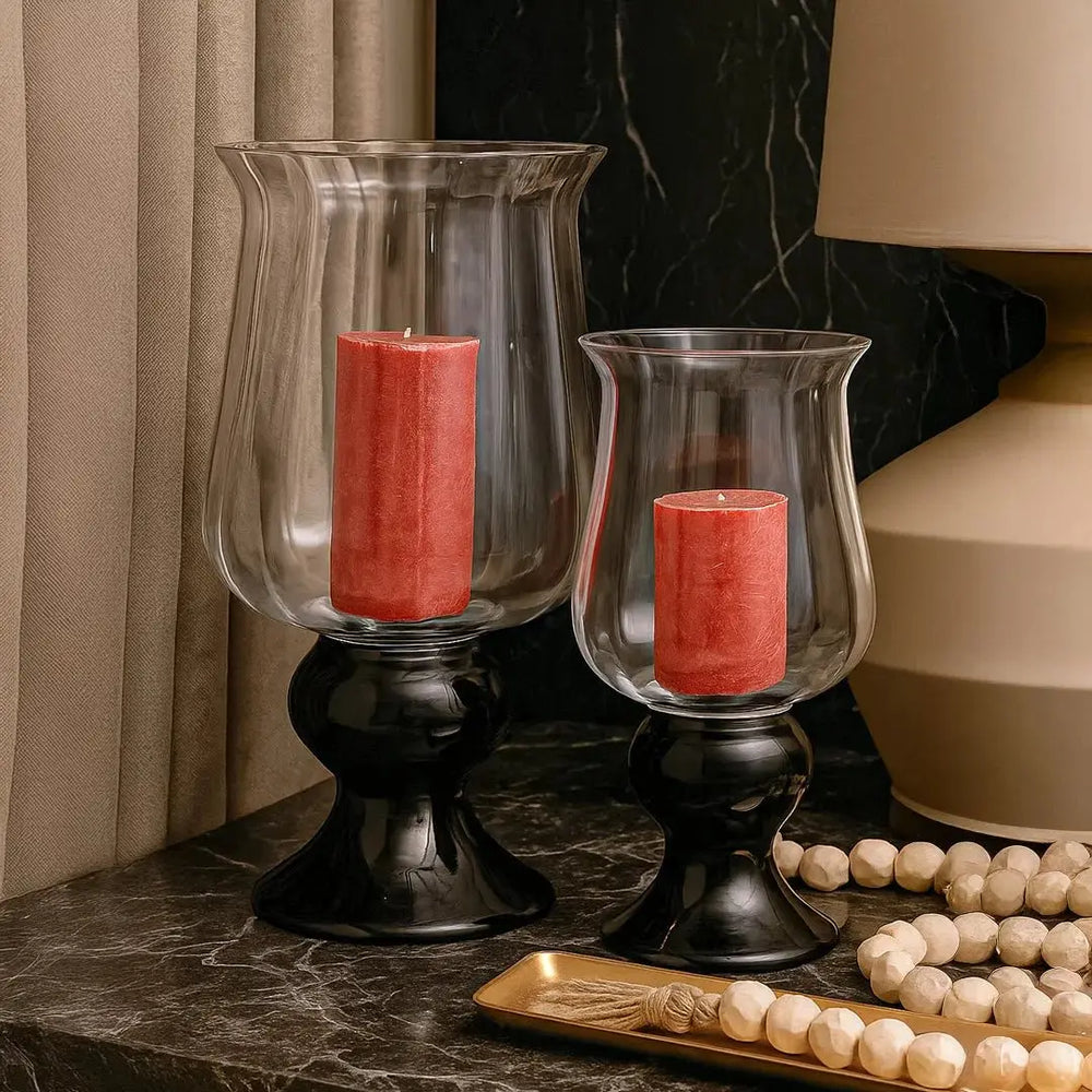 Radiant Clear Vase With Black Base