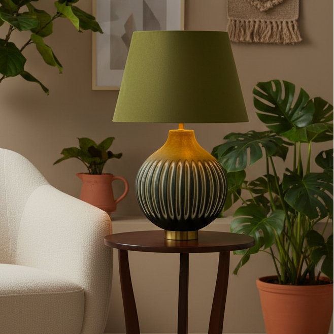 Green and Black Table Lamp