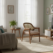 Caneva Chair | Mango Wood, Cane, Upholstery