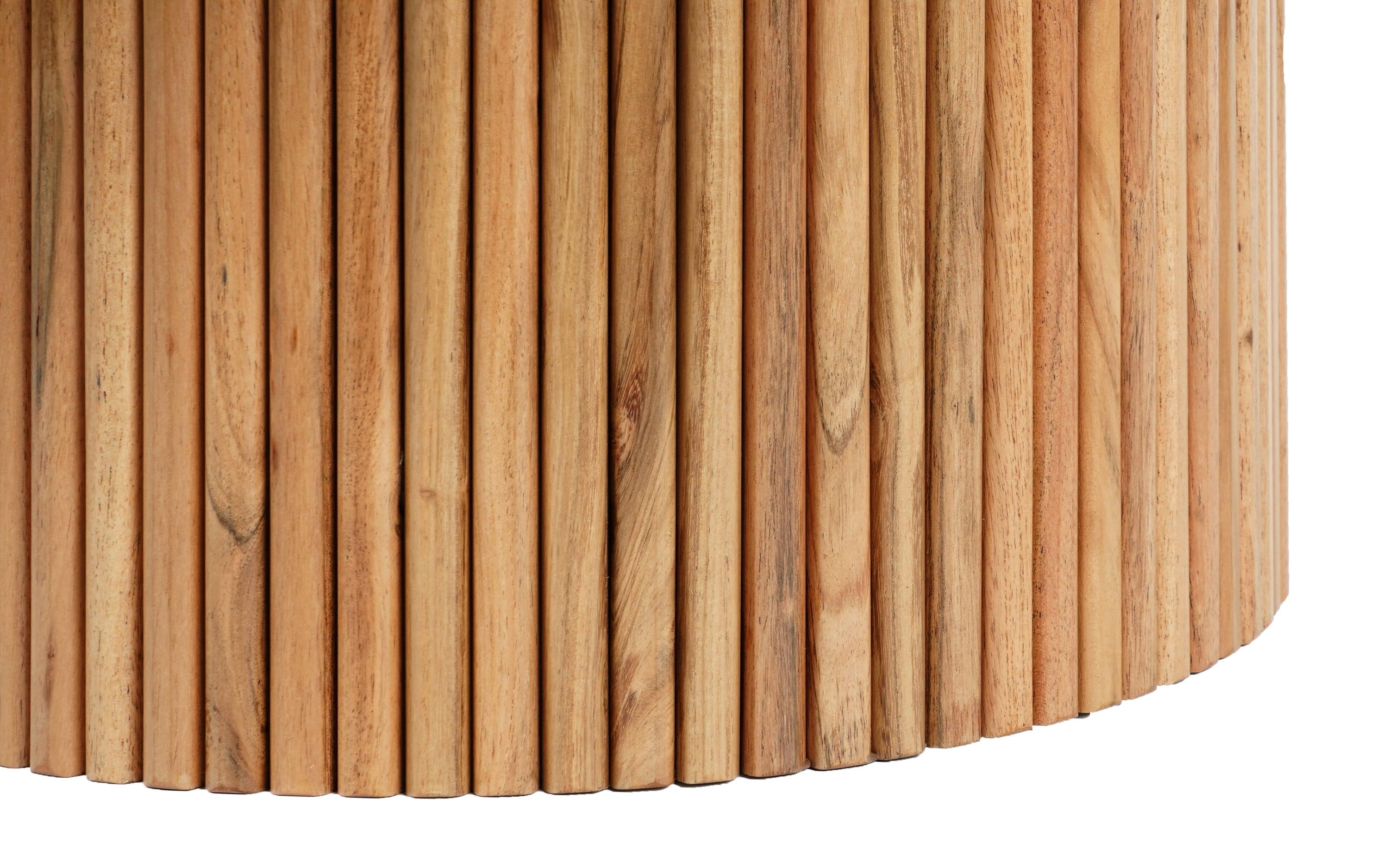 Kotaro Wooden Round Coffee Table | Solid Acacia Wood Center Table for Living Room