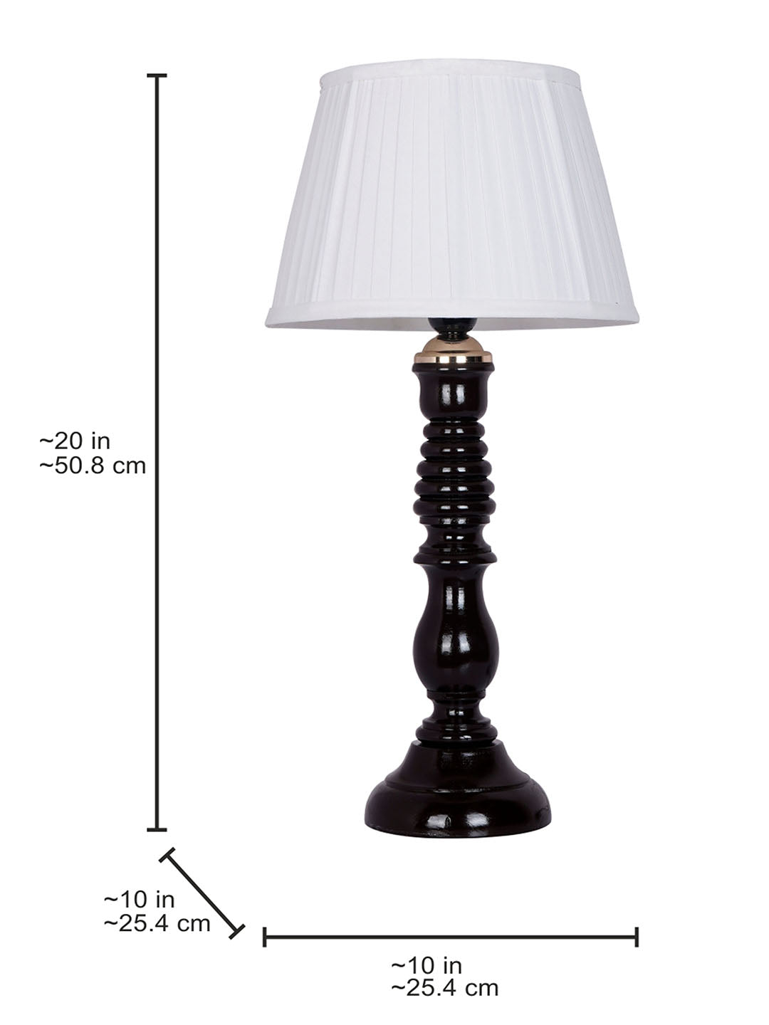 Transitional Wooden Table Lamp | Black Finish with Pleated Chiffon Shade