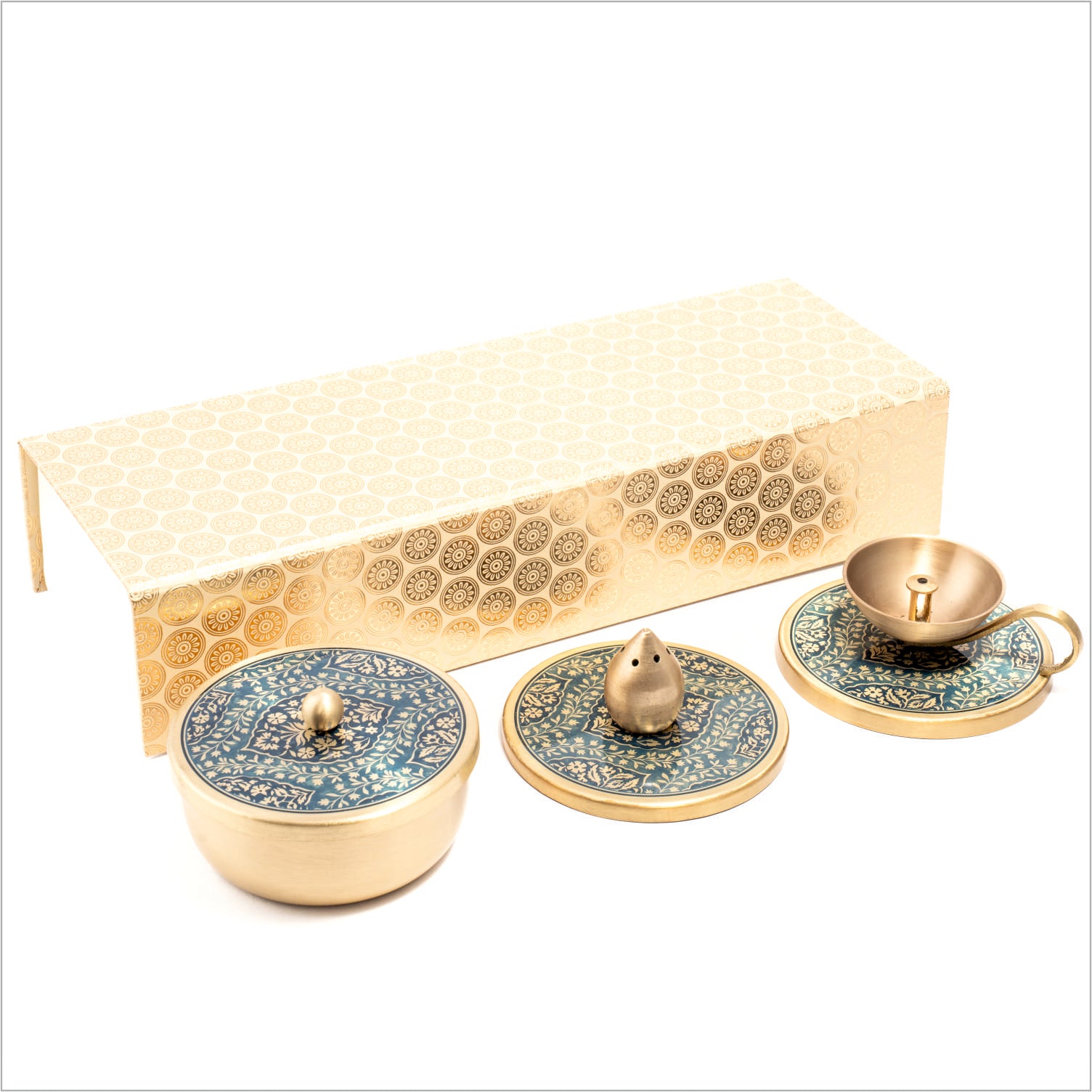Gift Box: Omkar Diya+Incense Holder