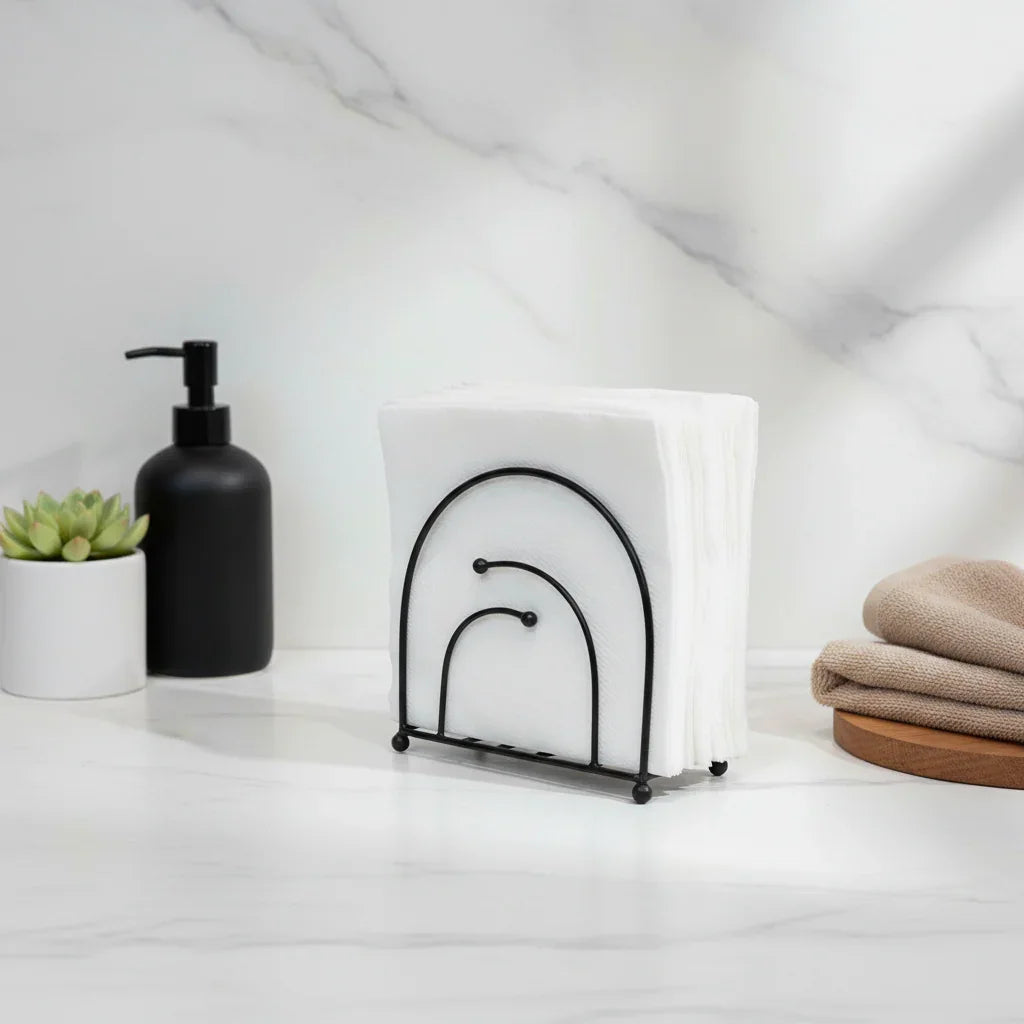 Twist Évo Napkin Holder | Modern Metal Tissue Stand in Black & Gold
