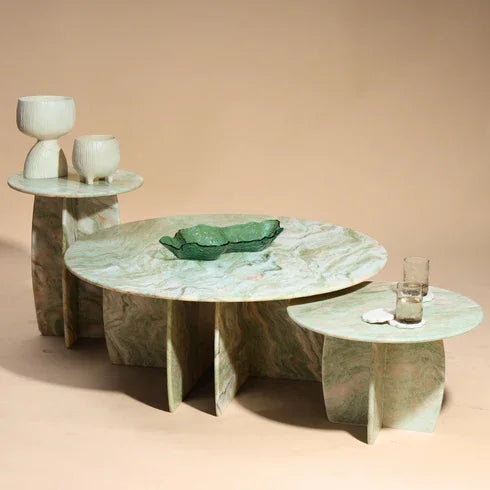 Raio Jupiter Coffee Table for Living Room | Luxury Green Marble Table for Modern Homes
