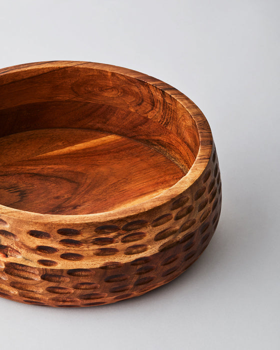 Wooden Fruit Bowl | Handcrafted Rustic Serving Bowl & Basket