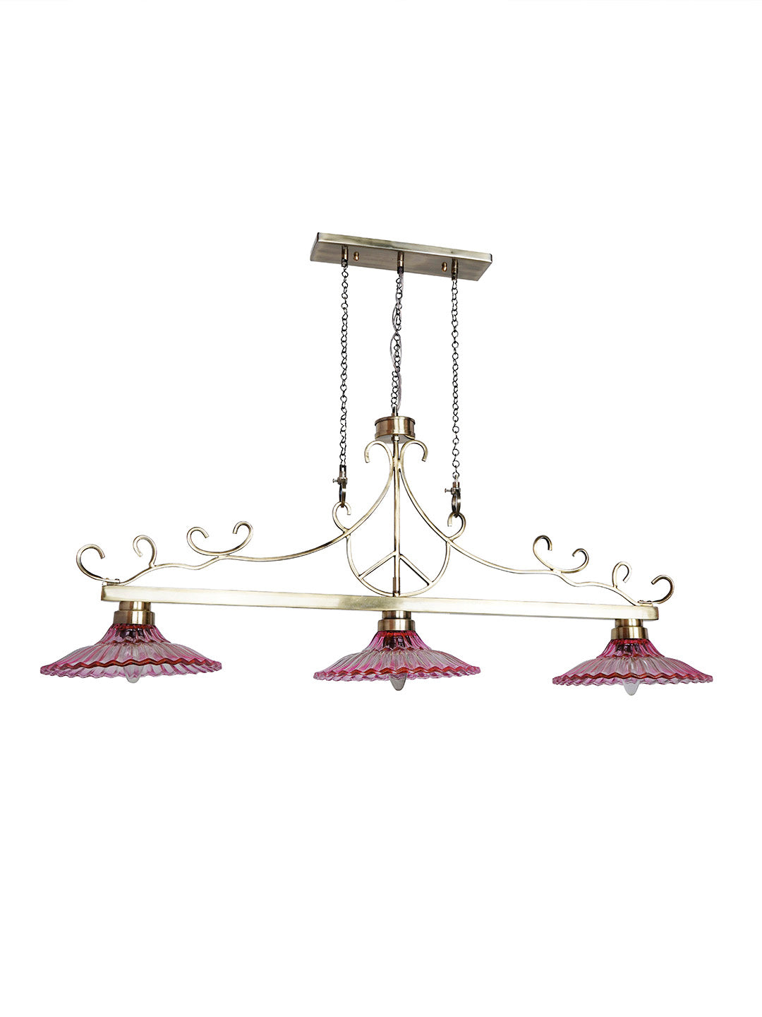 43-Inch Linear Transitional Pendant Light
  | Gradient Pink Fluted Glass Island Fixture