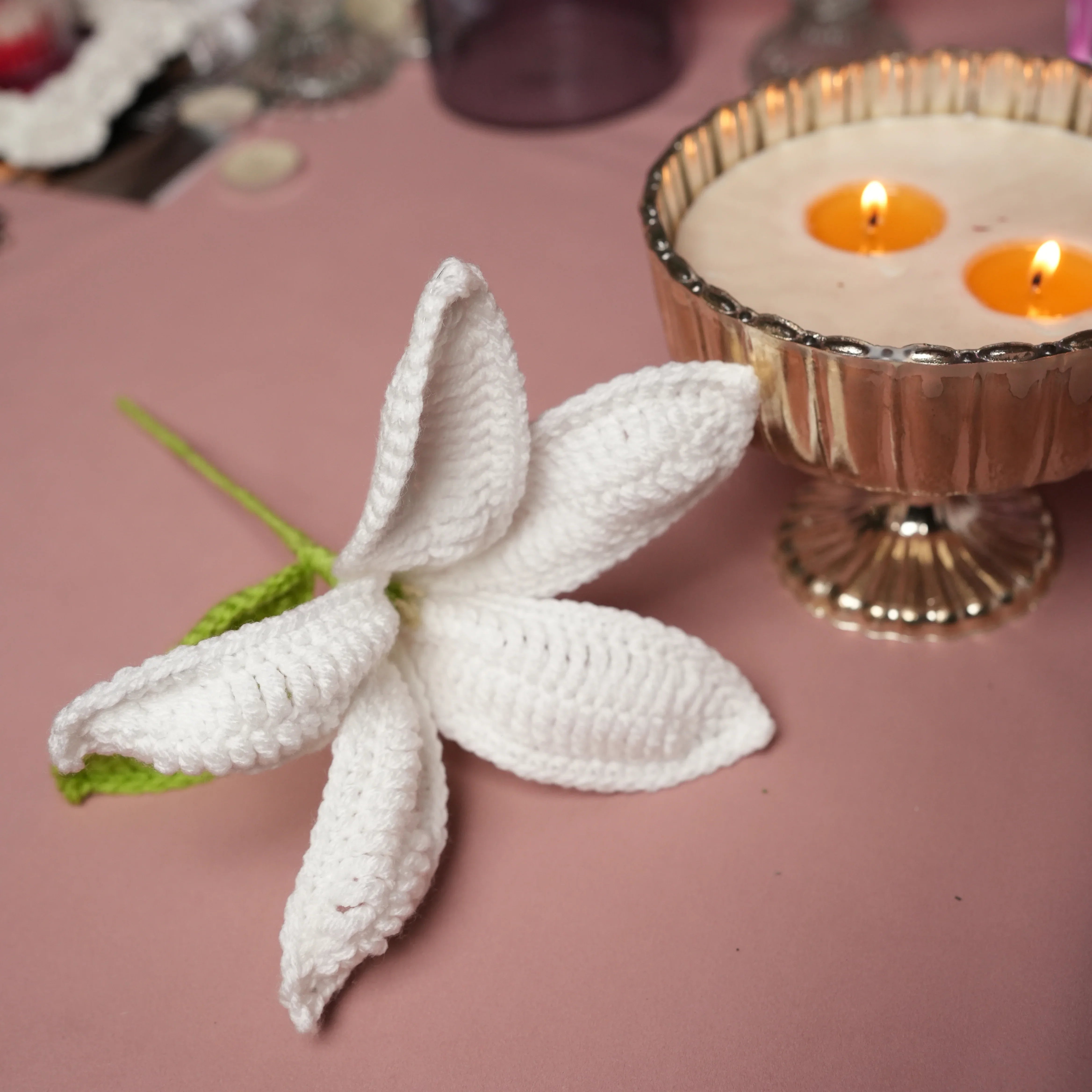 Crochet Flower Bunch | Handcrafted White Floral Arrangement for Home Décor & Gifting