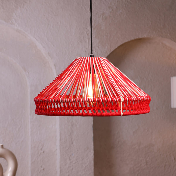 Rouge Radiance Red And Natural Rope Pendant Lamp